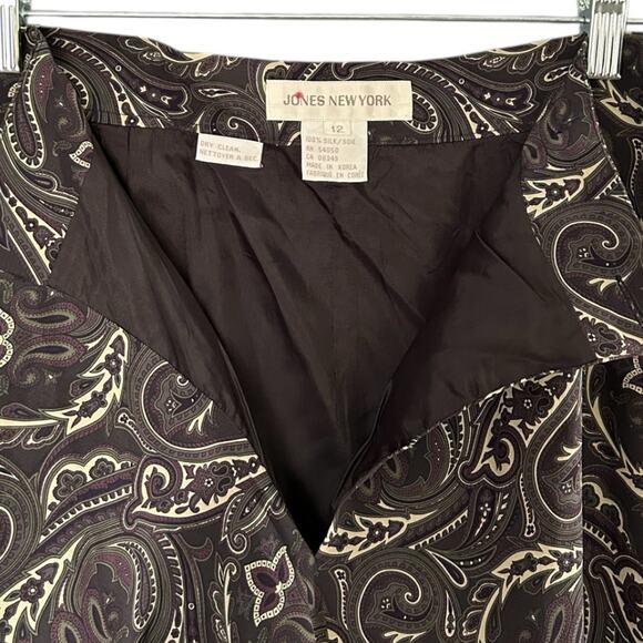 Jones New York VTG 100% Silk Mini Skirt Women's Size 10 Faux-Wrap Paisley - Picture 4 of 5